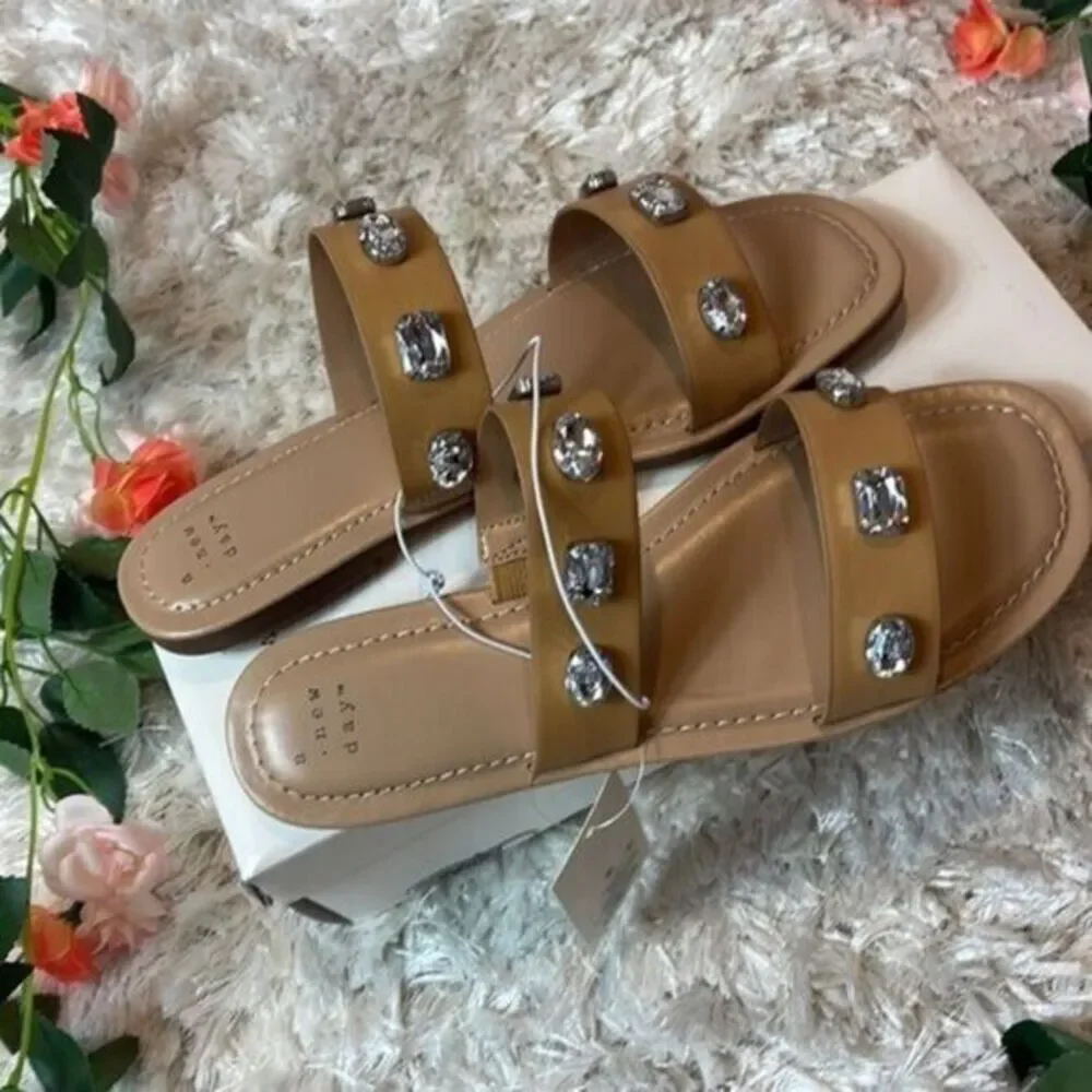 Women's Brit Two Band Embellished Sandals A‎ New Day Size 8.5